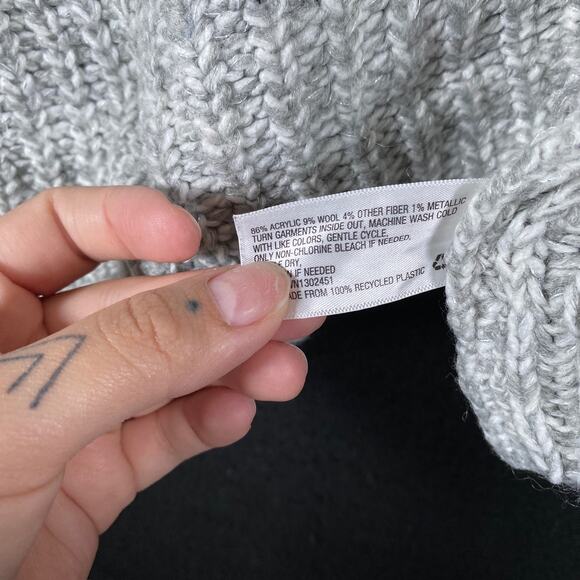 A New Day Womens Sweater Gray Open Knit Oversized Wool Blend Long Sleeve L - Picture 5 of 11